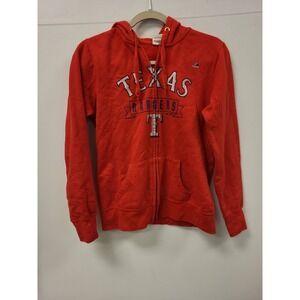 Majestic Texas Rangers Full Zip Hoodie Red MLB Baseball Apparel Size S